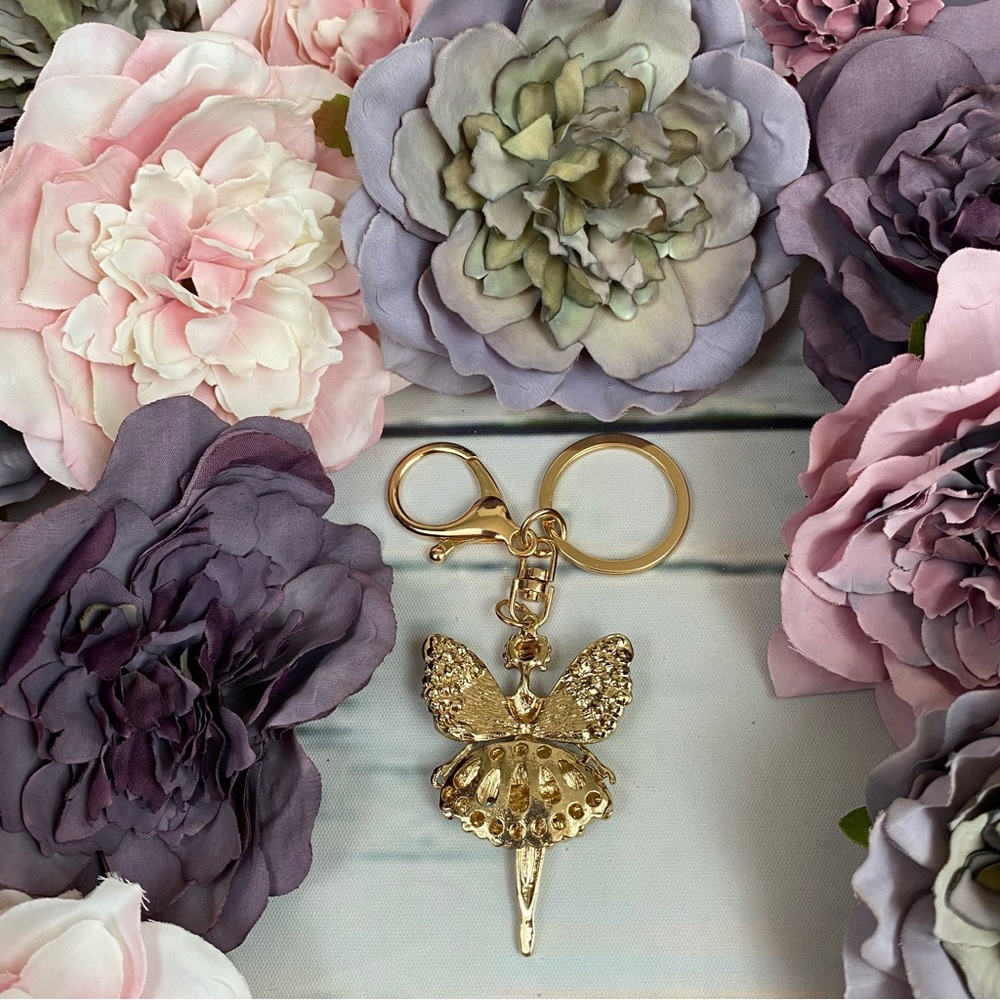 Gold Crystal Angel Fairy Keychain Charm - Picture 6 of 10